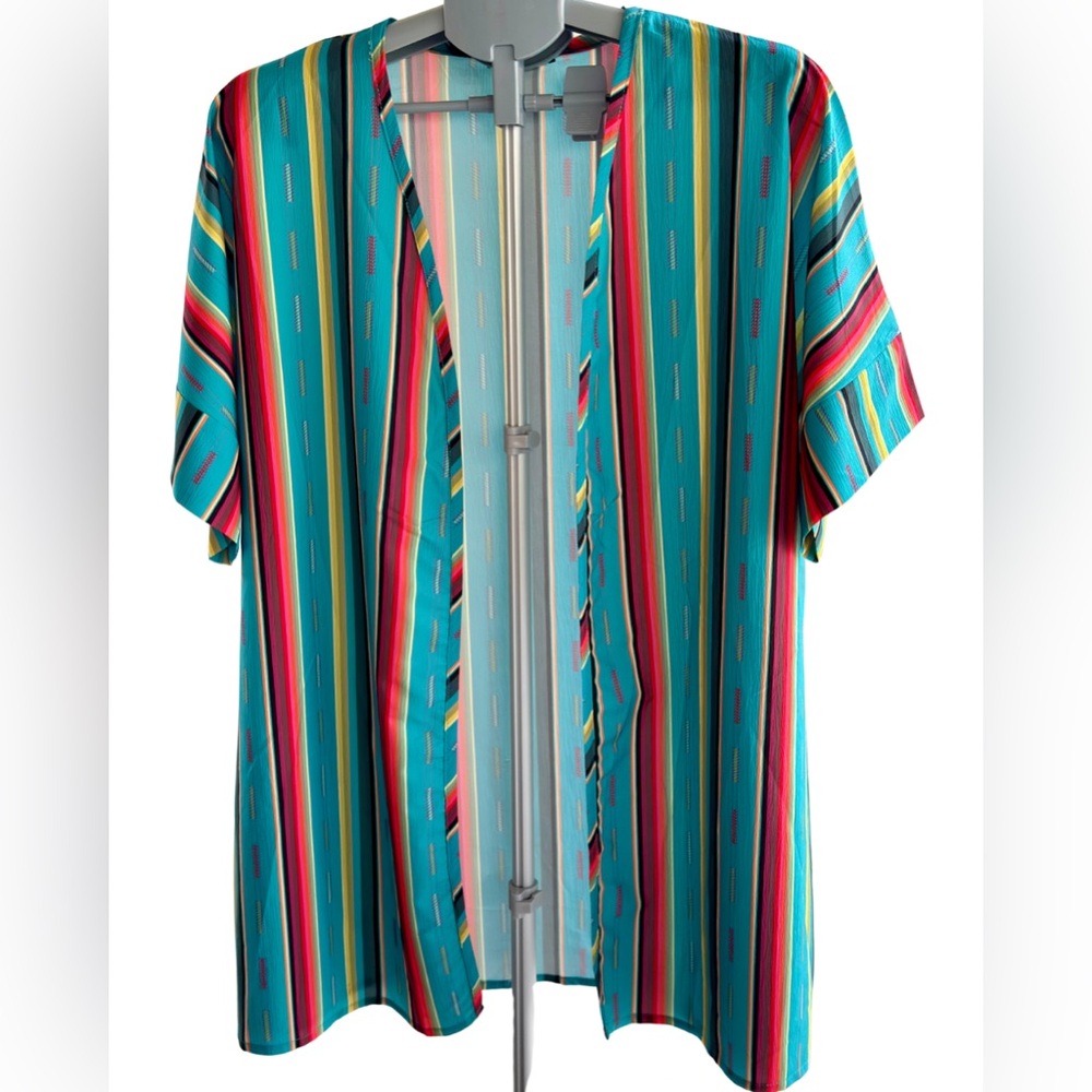 Fashion Express Serape Stripe Duster XL Turquoise Boho